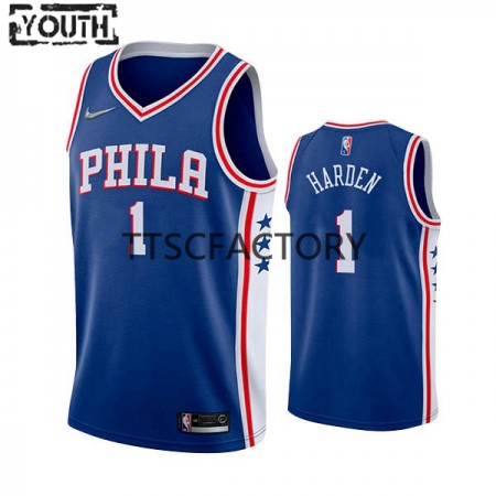 Maglia NBA Philadelphia 76ers James Harden 1 Nike 2022 Icon Edition Blu Swingman - Bambino
